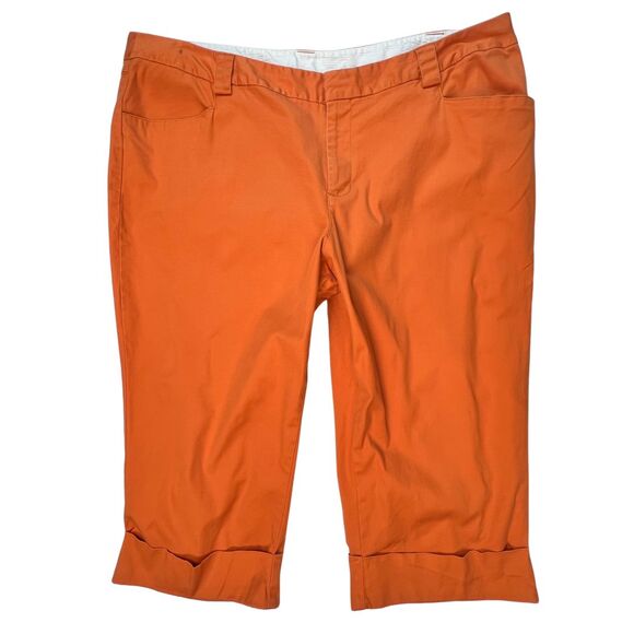 Venezia by Lane Bryant Capris 24 Orange Cuffed Hem Belt Looped Cropped Pants - Picture 7 of 10